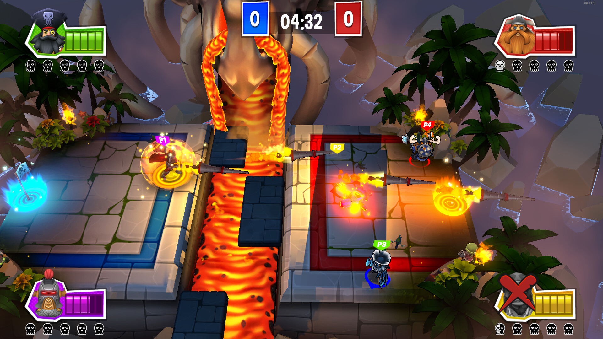 or in arenas with lava!